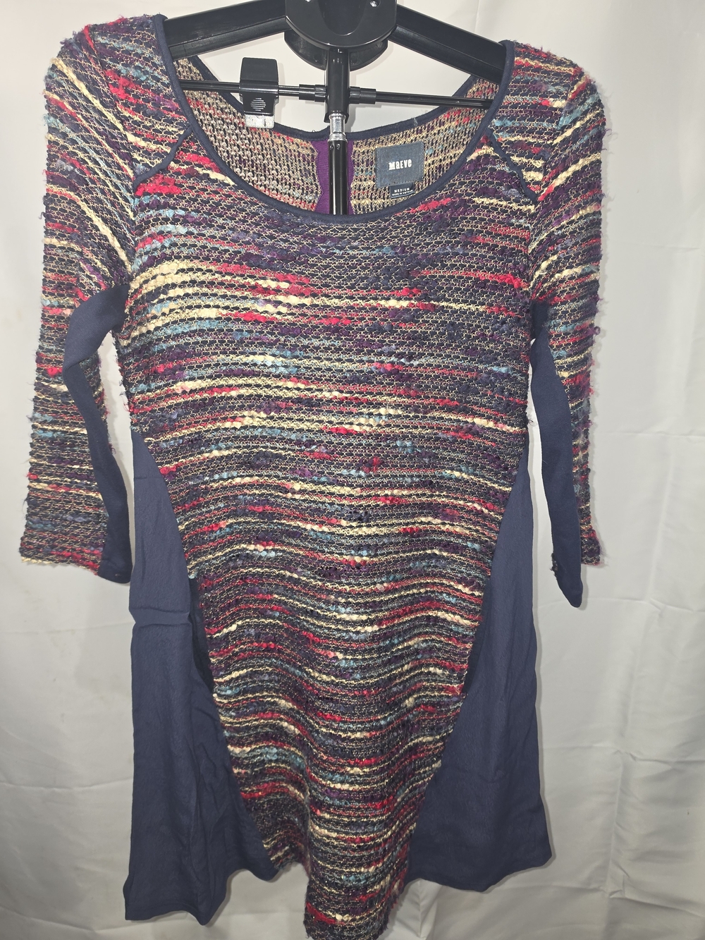 Maeve Anthropologie M Multicolor Bouclรฉ Knit Long Sleeve Boho Dress Tunic